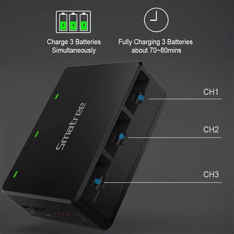 smatree portable charging station compatible  dji tello battery power bank simultaneously charg