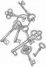 Coloring Key Skeleton Keys Pages Steampunk Designs Printable Embroidery Colouring Adult Getcolorings Color Getdrawings Unique Over Choose Board Tattoos sketch template
