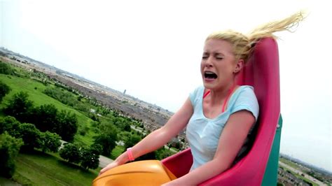 blonde girl hilarious roller coaster reaction viyoutube