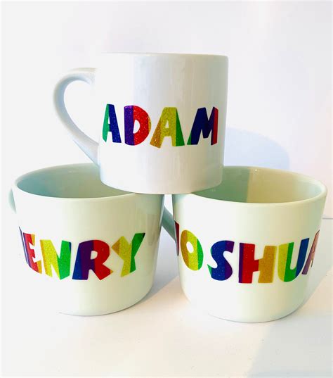personalised childrens colourful  mugs cute etsy