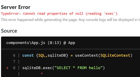 reactjs null sqljs db instance  react context provider stack