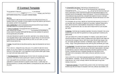free printable it services contract form generic