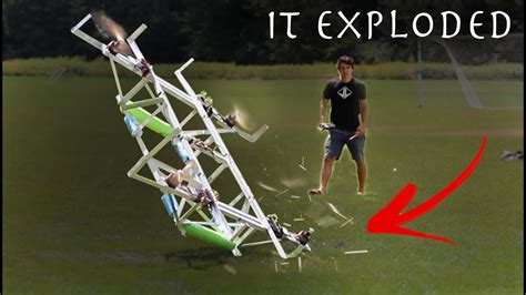 testing giant human flying drone  public park  exploded youtube