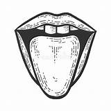 Tongue Bouche Langue Croquis Apparence Gravure sketch template