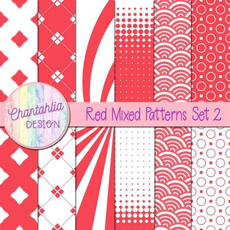 digital papers featuring mixed patterns  red