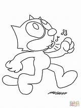 Felix Cat Coloring Pages Whistling Printable Drawing Supercoloring sketch template