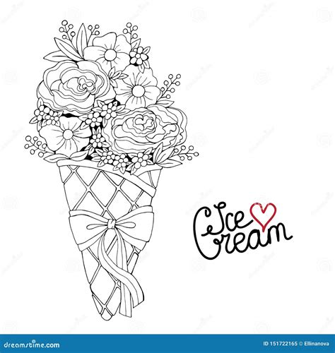 vector ice cream  coloring book  adult  kids stock vector