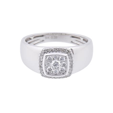 ct white gold gents  brilliant diamond ct cluster signet ring