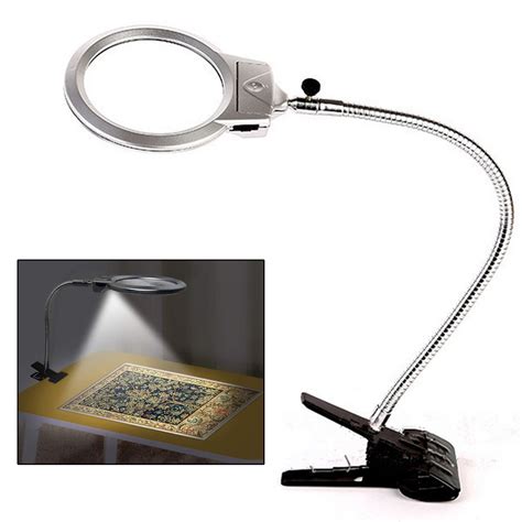 Lelinta Magnifying Glass Led Lamp Lighted Magnifier With Stand And Clamp