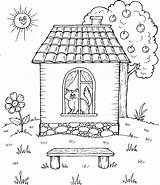 Coloring Pages Houses House Creativity Children Collection Window Looks Cat sketch template