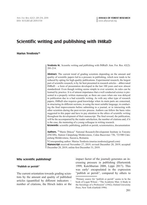 scientific writing  publishing  imrad