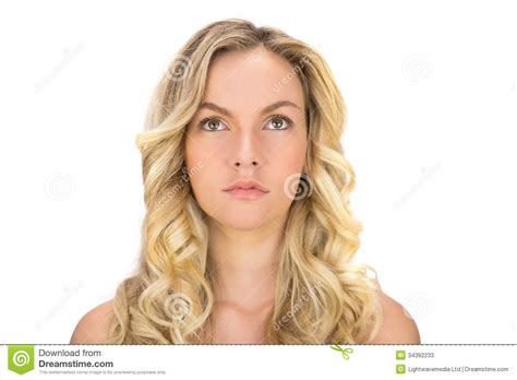 thoughtful curly haired blonde posing stock image image of gorgeous