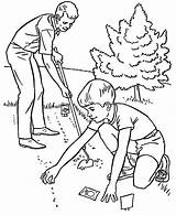Coloring Pages Father Son Planting Plant Garden Getcolorings sketch template