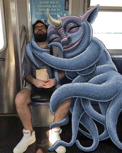 monsters of new york creepy critters cuddle strangers on city subways urbanist