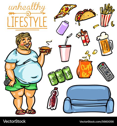 unhealthy lifestyle man royalty  vector image