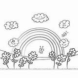 Coloring Rainbow Pages Kids Printable Flower Garden Nature Arthearty Template sketch template