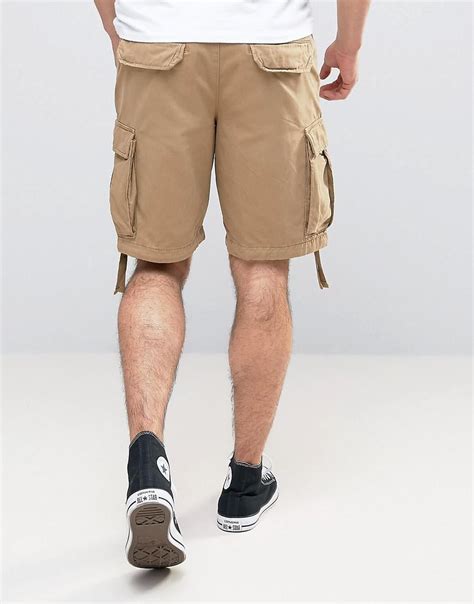 abercrombie and fitch cotton cargo short in tan in brown for men lyst