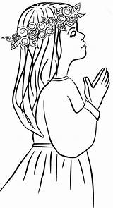 Communion First Holy Komunia Clipart Dziewczynka święta Pierwsza Digi Coloring Stemple Girl Library Clip Pages Kolorowanki Visit Google sketch template