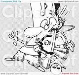 Closet Hoarder Cartoon Illustration Outline Clip Man Rf Royalty Toonaday Transparent Background sketch template