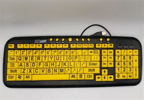 ezsee large print keyboard bold black prints  yellow keys keyboard