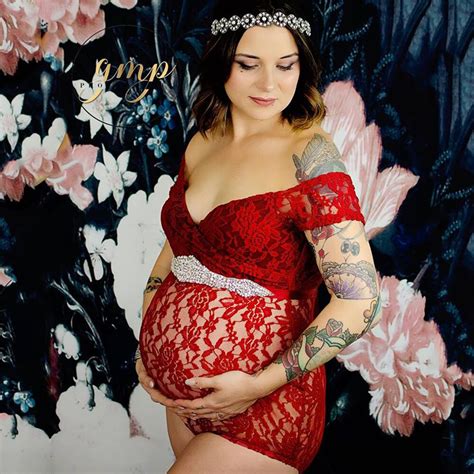 v neck sexy maternity lace dress with belt photography props pregnant