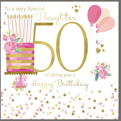 Rush Design Daughter 50th Birthday Card Bl05 Hugs And Kisses