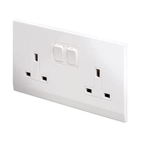 simplicity  dp double plug socket  switch white retrotouch designer light switches