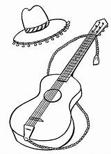 Spanish Coloring Guitar Pages Spain Color Sheets Objects Print Kids Simple Unique Facts Learn Popular Tassels Hat sketch template