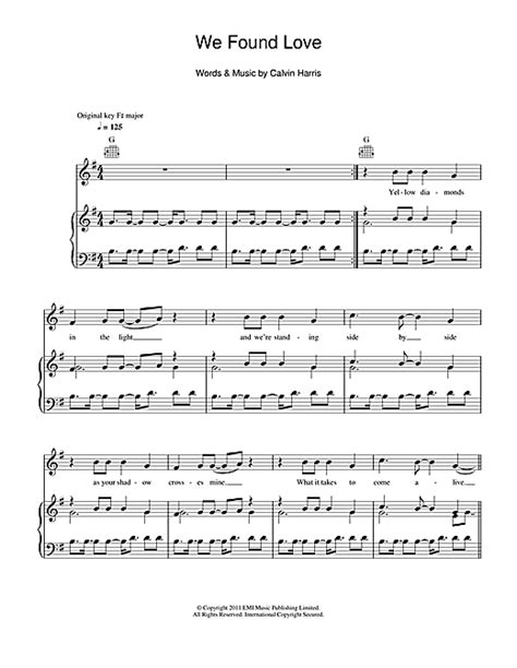 we found love feat calvin harris sheet music by rihanna piano
