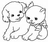 Coloring Puppy Simple Cat Kitten Pages sketch template