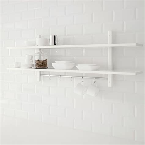 VÄrde Wall Shelf With 5 Hooks White 140x50 Cm Ikea Ireland
