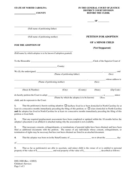 printable divorce papers  north carolina  printable