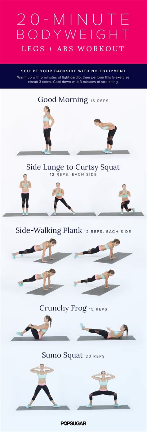 bodyweight workout for legs and abs popsugar fitness