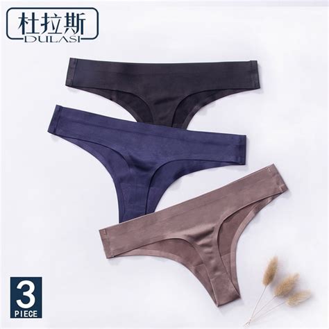 buy 3pcs ice silk thong panties sexy briefs seamless