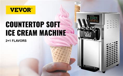 Vevor Commercial Soft Serve Ice Cream Machine 3 Flavors 18l H Ice Cream