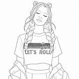 Coloring Pages People Cute Drawings Girly Adult Color Easy Detailed Therapy sketch template