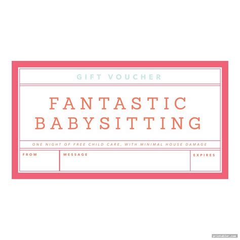 babysitting gift certificate template printable gridgitcom