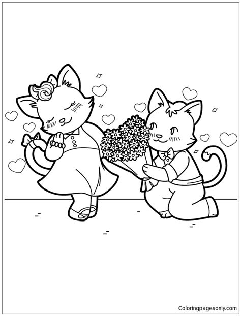 cats  love coloring page  printable coloring pages