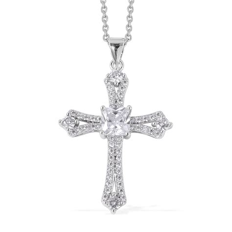 shop lc cross pendant necklace silvertone stainless steel fashion