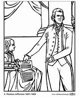 Jefferson Coloring Thomas Presidents Pages President Declaration Independence Easy Go States United Printables Usa sketch template