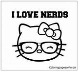 Nerd Hello Kitty Coloring sketch template