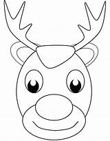 Reindeer Coloring Printable Pages Christmas Face Drawing Head Color Print Easy Eyes Drawings Puzzle Animals sketch template