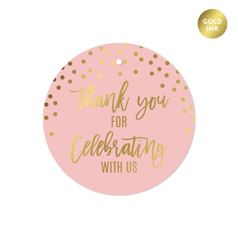 blush pink  metallic gold confetti polka dots  circle gift