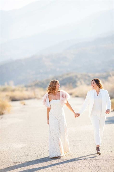Garden Wedding Meets Desert In Palm Springs Lesbian Elopement Equally