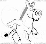 Donkey Cartoon Upright Walking Clipart Outlined Coloring Vector Cory Thoman Royalty sketch template