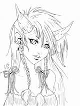 Demon Coloring Pages Girl Fairy Bust Adults Adult Colorarty Lineart Detail Colouring Girls sketch template