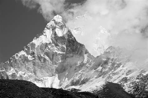 ama dablam subpeak bw  khumbu nepal mountain photography