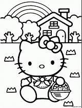 Easter Kitty Hello Coloring Pages sketch template
