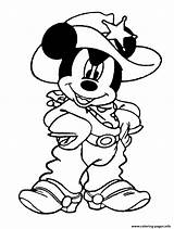 Cowboy Coloring Mouse Disney Mickey Pages Halloween Printable Color Book sketch template