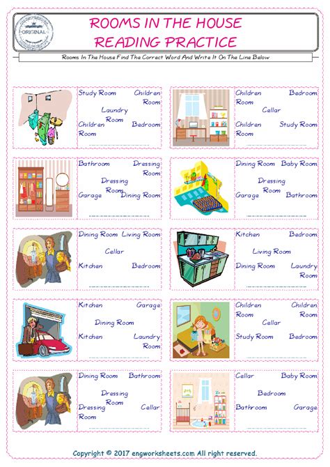 rooms   house esl printable english vocabulary worksheets